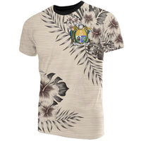 Nauru T Shirt Nauru Coat Of Arms Beige Hibiscus Unisex Beige - Polynesian Pride