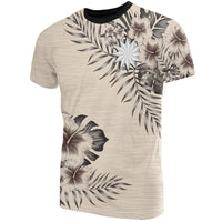Nauru T Shirt Nauru Coat Of Arms Beige Hibiscus Unisex Beige - Polynesian Pride