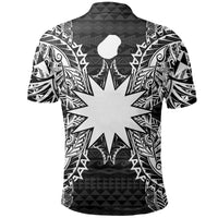 Nauru Polo Shirt Nauru Flag Map Polynesian Tattoo Black - Polynesian Pride