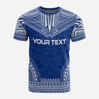 Nauru Custom T Shirt Nauru Flag Polynesian Chief Tattoo Blue Version - Polynesian Pride