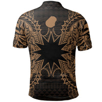 Nauru Polo Shirt Nauru Flag Map Polynesian Tattoo Gold - Polynesian Pride