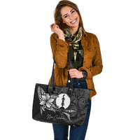 New Caledonia Leather Tote - Fish With Plumeria Flowers Style - Polynesian Pride