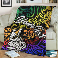New Caledonia Custom Personalised Premium Blanket - Rainbow Polynesian Pattern - Polynesian Pride