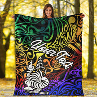 New Caledonia Custom Personalised Premium Blanket - Rainbow Polynesian Pattern - Polynesian Pride