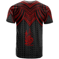 New Caledonia Custom T Shirt Polynesian Armor Style Red - Polynesian Pride