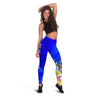 Tahiti Custom Personalised Legging - Turtle Plumeria (Blue) - Polynesian Pride