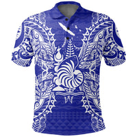 New Caledonia Polo Shirt Kanaky Coat Of Arms Map Polynesian Tattoo Blue Unisex Blue - Polynesian Pride