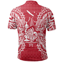 New Caledonia Polo Shirt Kanaky Coat Of Arms Map Polynesian Tattoo Red White - Polynesian Pride