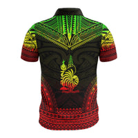 New Caledonia Custom Polo Shirt Kanaky Coat Of Arms Polynesian Chief Tattoo Reggae Version - Polynesian Pride