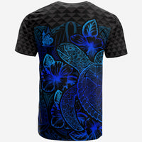 New Caledonia T Shirt New Caledonia Coat Of Arms Turtle Hibiscus Blue - Polynesian Pride