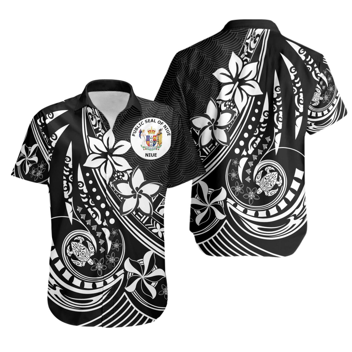 Niue Shirt - The Flow OF Ocean Unisex Black - Polynesian Pride