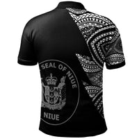Niue Custom Polo Shirt Flash Style White - Polynesian Pride