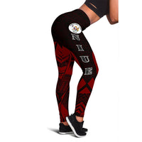Niue Polynesian Leggings - Polynesian Tattoo Red Version Red - Polynesian Pride