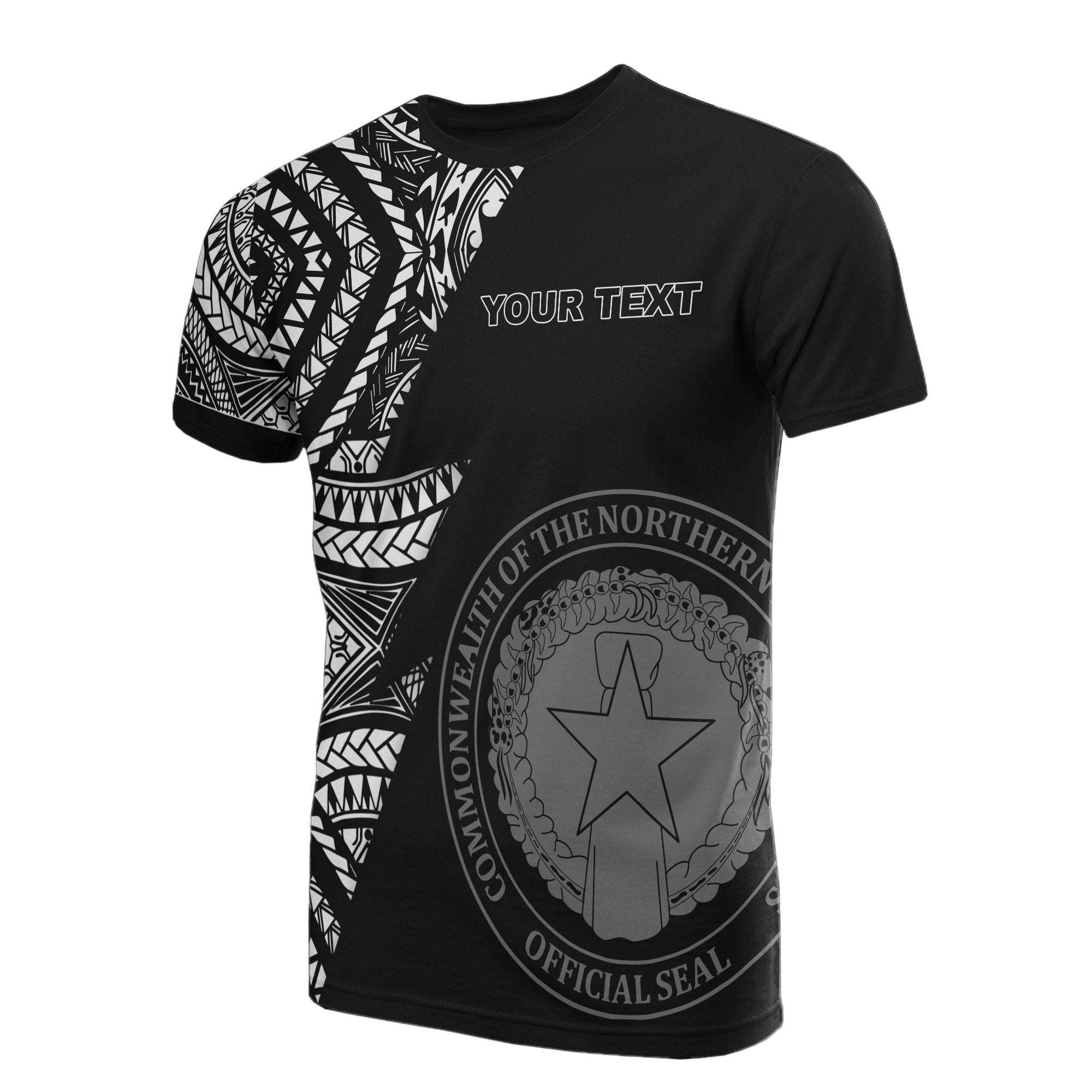 Northern Mariana Islands Custom All Over T Shirt C N M I Seal Micronesian Pattern Unisex Black - Polynesian Pride