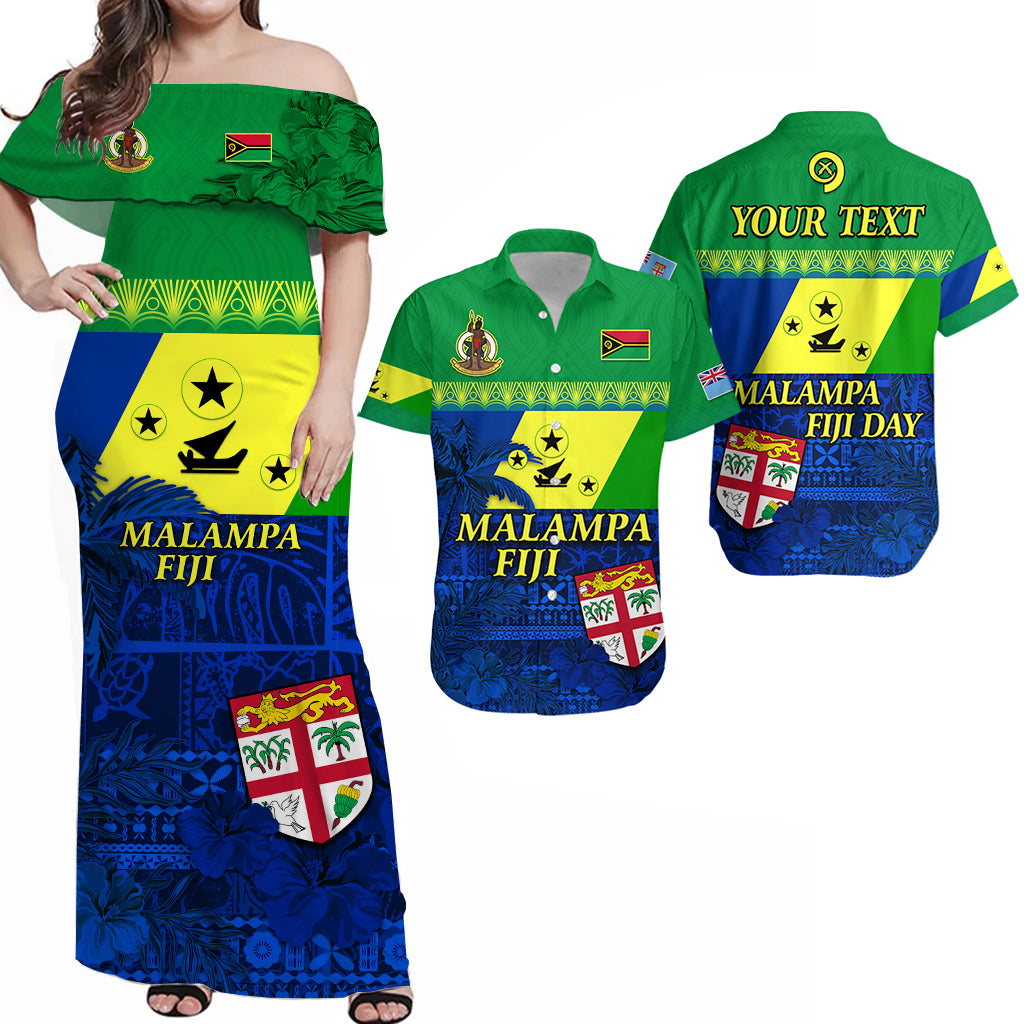Custom Malampa Fiji Day Matching Hawaiian Shirt and Dress Vanuatu Polynesia mix Flowers LT13 Green - Polynesian Pride