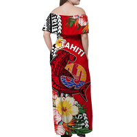 Tahiti Islands Matching Dress and Hawaiian Shirt Polynesian Shark Mix Tropical Flowers LT14 - Polynesian Pride
