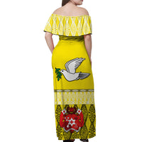 Tonga Rugby Off Shoulder Long Dress Kupesi Ngatu Ver.06 LT13 - Polynesian Pride