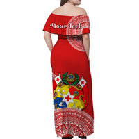 (Custom Text And Number) Tonga Matching Dress and Hawaiian Shirt Tongan Coat Of Arms Ngatu Pattern LT14 - Polynesian Pride