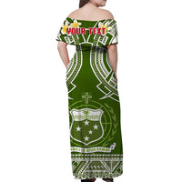 (Custom Personalised) Samoa Off Shoulder Long Dress Samoan Plumeria Flowers Mix Polynesian Pattern Ver.05 LT14 - Polynesian Pride