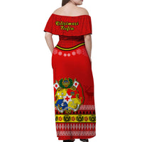 Tonga Christmas Off Shoulder Long Dress Tongan Ngatu Kilisimasi Fiefia LT14 - Polynesian Pride