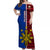Philippines Off Shoulder Long Dress Pilipinas Sun Mix Polynesian Pattern LT14 Women Red - Polynesian Pride