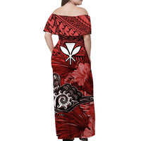 The Shaka Hawaii Off Shoulder Long Dress Tropical Flowers Red Version LT13 - Polynesian Pride