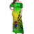 Cook Islands Off Shoulder Long Dress Cook Islands Coat Of Arms Turtle Polynesian LT14 Women Green - Polynesian Pride