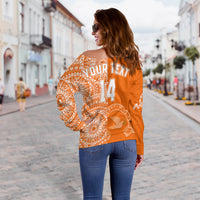 (Custom Text And Number) Tailulu Tonga College Off Shoulder Sweater Class Of Year Tongan Ngatu Pattern LT14 - Polynesian Pride