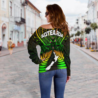 Aotearoa Fern Off Shoulder Sweater New Zealand Hei Tiki Special Style LT13 - Polynesian Pride