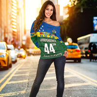 (Custom Personalised) Solomon Islands National Day Off Shoulder Sweater Independence Day Tapa Pattern LT13 - Polynesian Pride