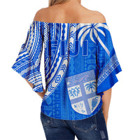 Fiji Rugby Sevens Off Shoulder Waist Wrap Top Fijian 7s Tapa Polynesian Blue Ver.02 LT13 - Polynesian Pride