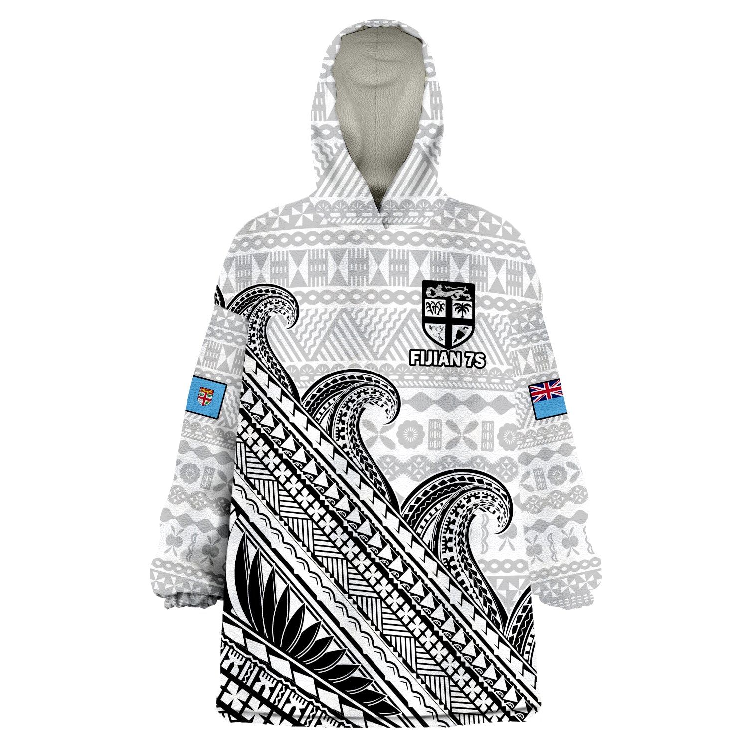 Fiji Sevens Rugby Wearable Blanket Hoodie Fijian 7s Tapa Polynesian Art LT14 Unisex One Size - Polynesian Pride