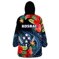 Kosrae State Wearable Blanket Hoodie FSM Hibiscus Flowers Mix Polynesian LT14 - Polynesian Pride