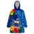 Samoa Wearable Blanket Hoodie Coat Of Arms Mix Tropical Flowers LT14 Unisex One Size - Polynesian Pride