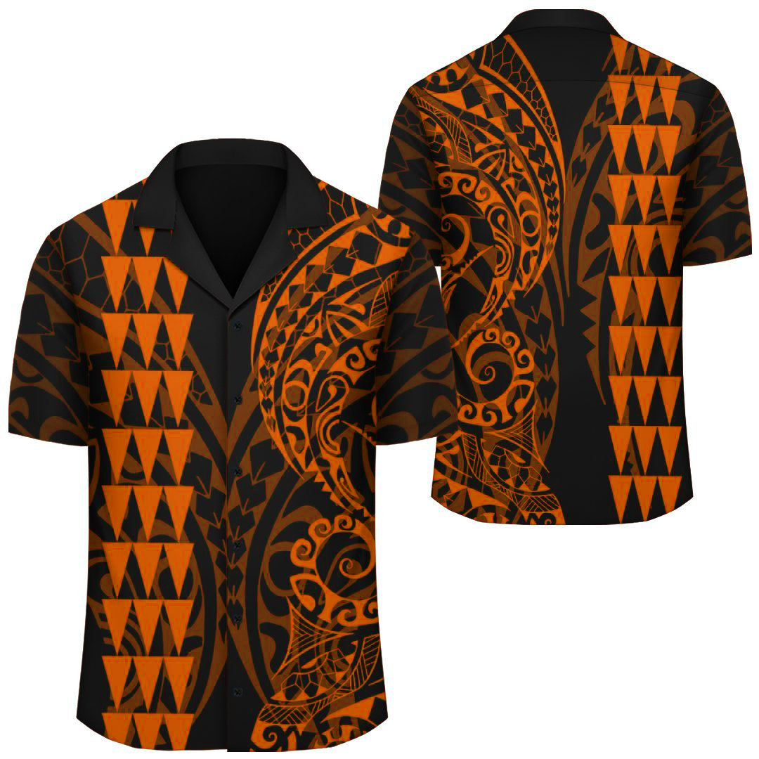 Kakau Polynesian Tribal Hawaiian Shirt Orange LT13 Orange - Polynesian Pride