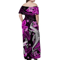 Hawaii Summer Colorful Off Shoulder Long Dress Shark Purple LT6 - Polynesian Pride