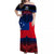 Samoa Off Shoulder Long Dress Mix Flag LT6 Women Blue - Polynesian Pride