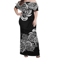 Polynesian Floral Tribal Off Shoulder Long Dress Black LT9 Women Black - Polynesian Pride