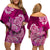 Polynesian Floral Tribal Off Shoulder Short Dress Pink LT9 - Polynesian Pride
