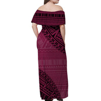 Cook Islands Tribal Personalised Off Shoulder Long Dress Island Map - Mangaia Island LT7 - Polynesian Pride