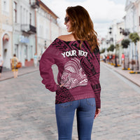 Cook Islands Tribal Personalised Off Shoulder Sweater Island Map - Mangaia Island LT7 - Polynesian Pride