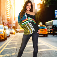 (Custom Personalised) Vanuatu Torba Province Off Shoulder Sweater Torba Flag Polynesian Pattern LT7 - Polynesian Pride