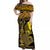 New Caledonia Off Shoulder Long Dress Gold Color LT6 Women Gold - Polynesian Pride