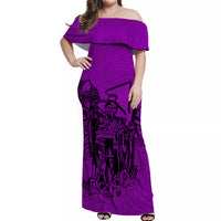 Hawaii King Off Shoulder Long Dress Polynesian Purple Style LT6 Long Dress Purple - Polynesian Pride