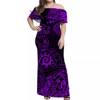 Hawaii Shaka Polynesian Off Shoulder Long Dress Unique Style - Purple LT8 Women Purple - Polynesian Pride