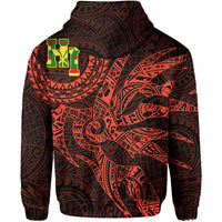 Hawaii Hoodie Zip Polynesian Kanaka Map Hawaiian Hoodie Zip Orange TT Style - Polynesian Pride
