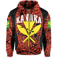 Polynesian Kanaka Maoli Hawaii Zip Hoodie Orange Gel Style - Polynesian Pride