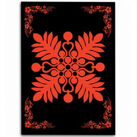Hawaiian Quilt Maui Plant And Hibiscus Pattern Area Rug - Orange Black - AH Orange - Polynesian Pride