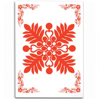 Hawaiian Quilt Maui Plant And Hibiscus Pattern Area Rug - Orange White - AH Orange - Polynesian Pride