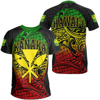 Hawaii Kanaka Map Polynesian T Shirt Original Gel Style Unisex Green - Polynesian Pride